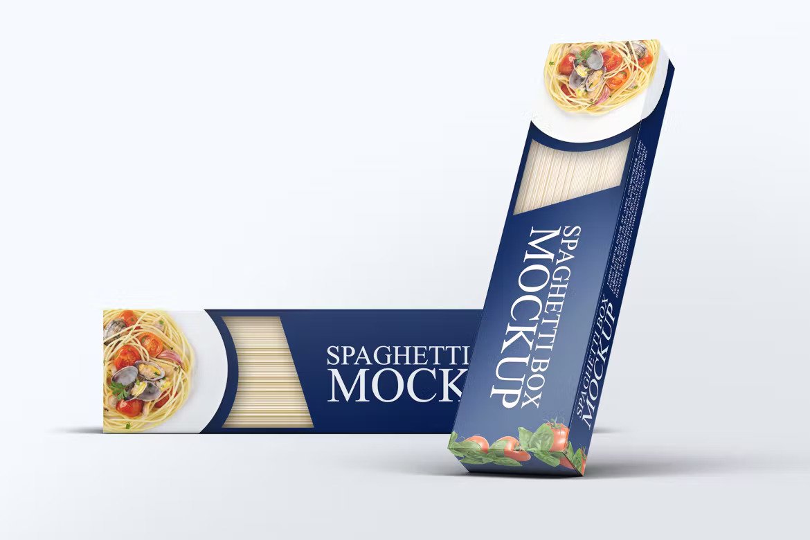 Two boxes with spagetti pasta mockup