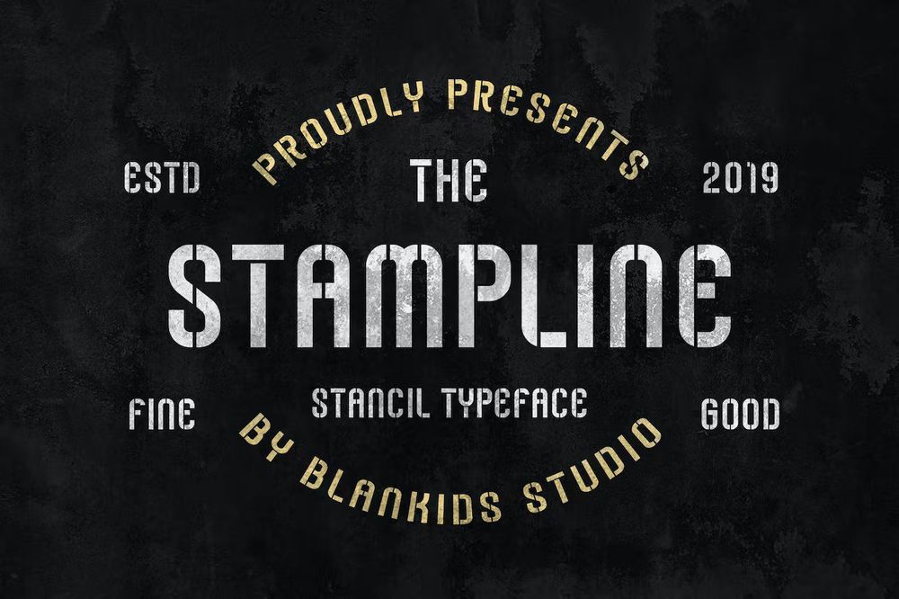 A stamp stencil typeface