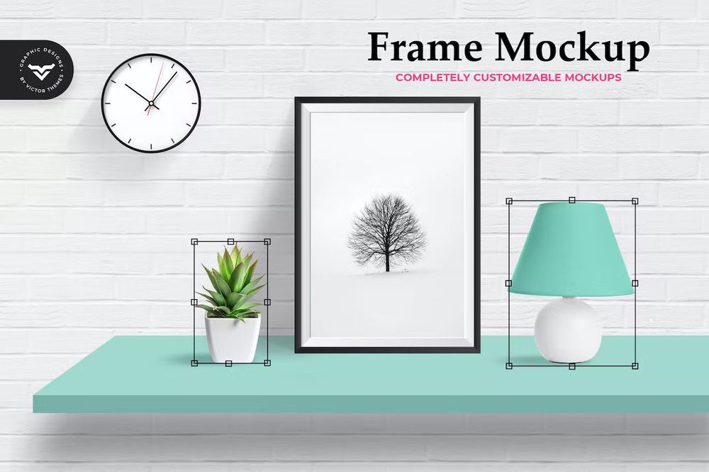 Wall photo frame mockup