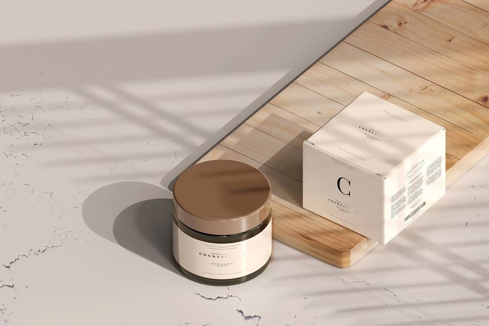 A cosmetic jar perfume mockup templates