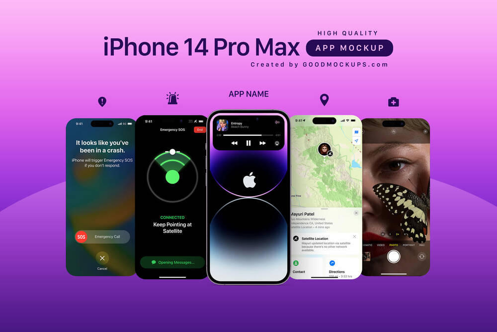 Free iPhone 14 pro max mockup for app screen