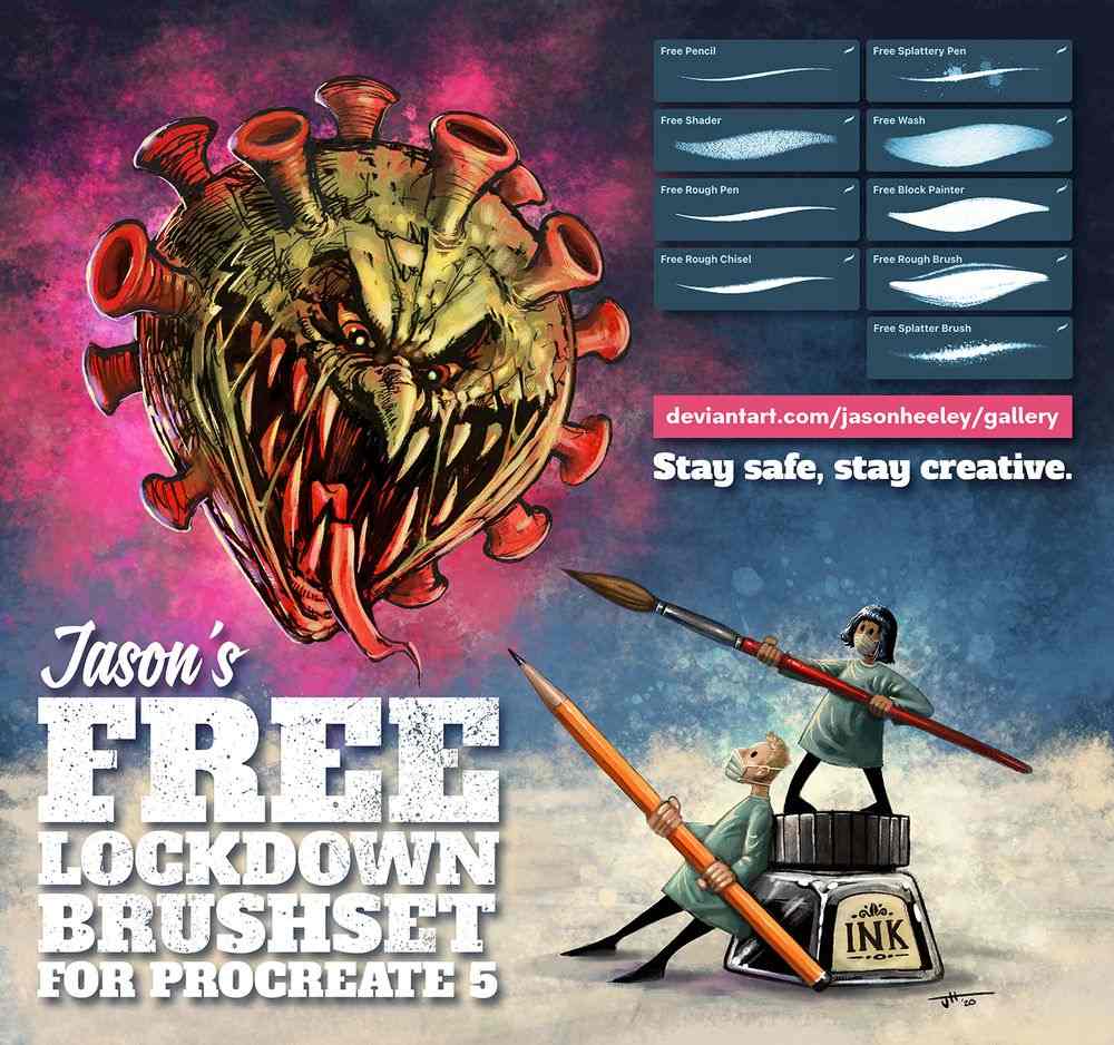 Free lockdown brush set for procreate