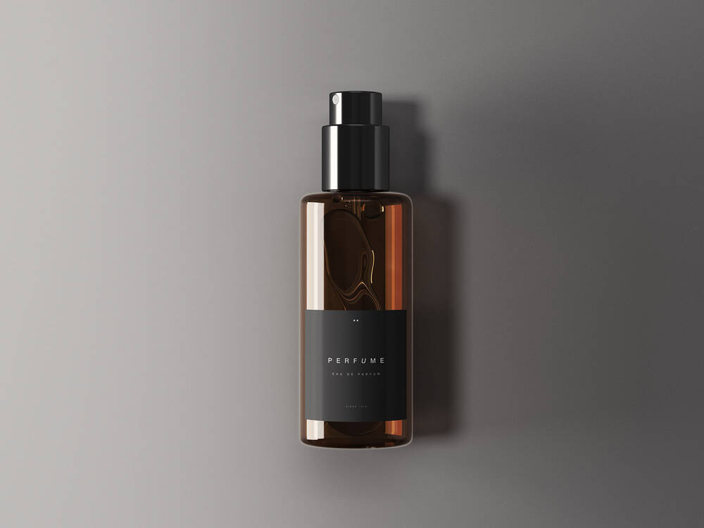 Free amber glass perfume mockup