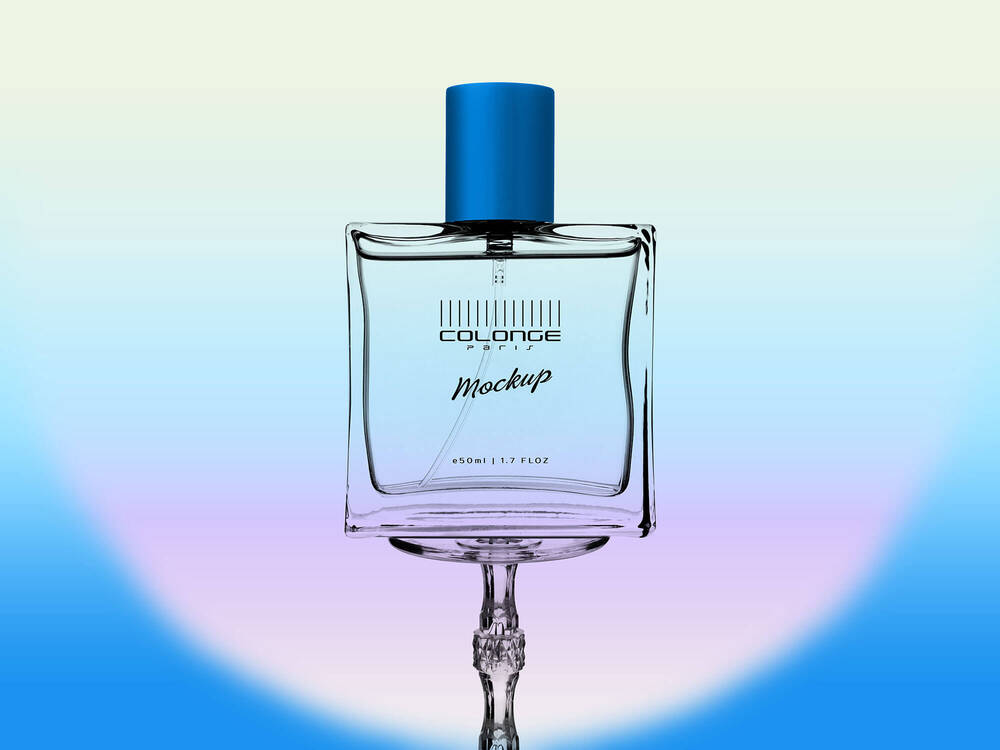 A perfume bottle on stand mockup