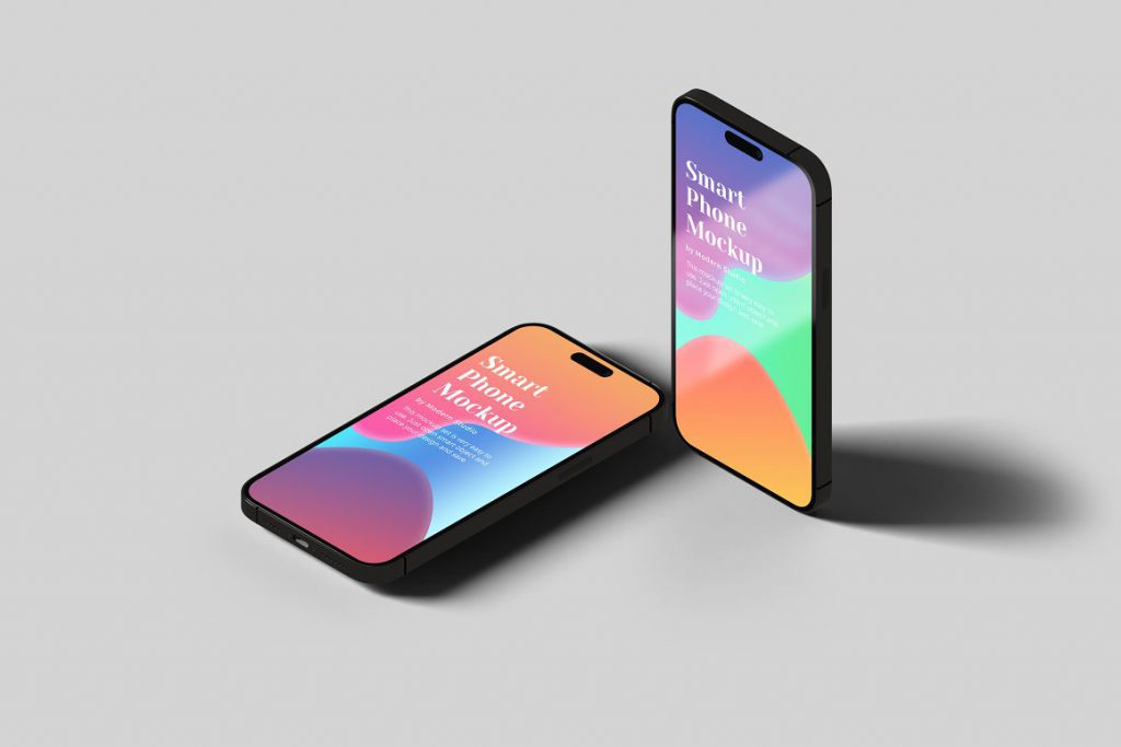 A set of iPhone 14 pro mockup templates