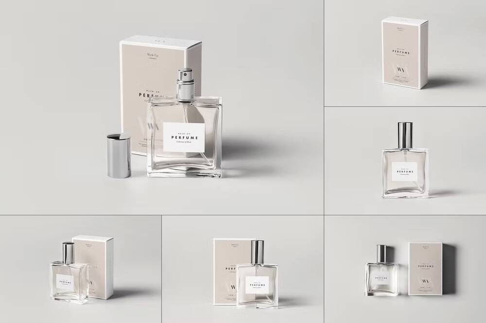 A set of perfume mockup templates