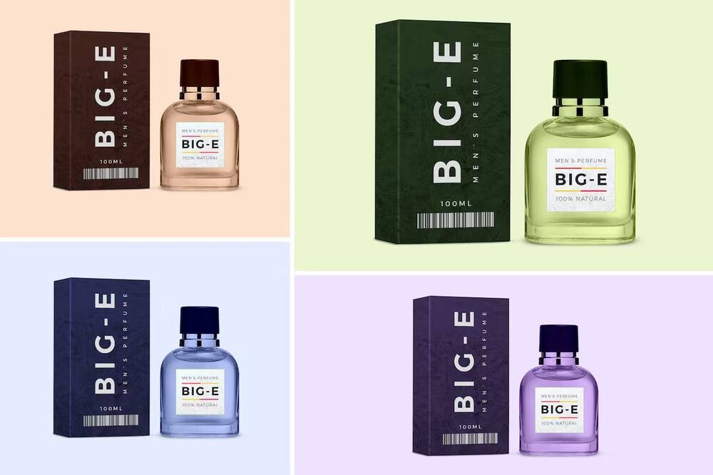 Different color perfume mockups