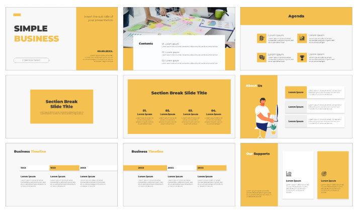 Free white and yellow business presentation
