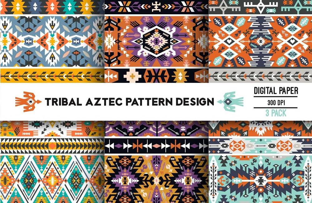 Tribal aztec digital paper pack