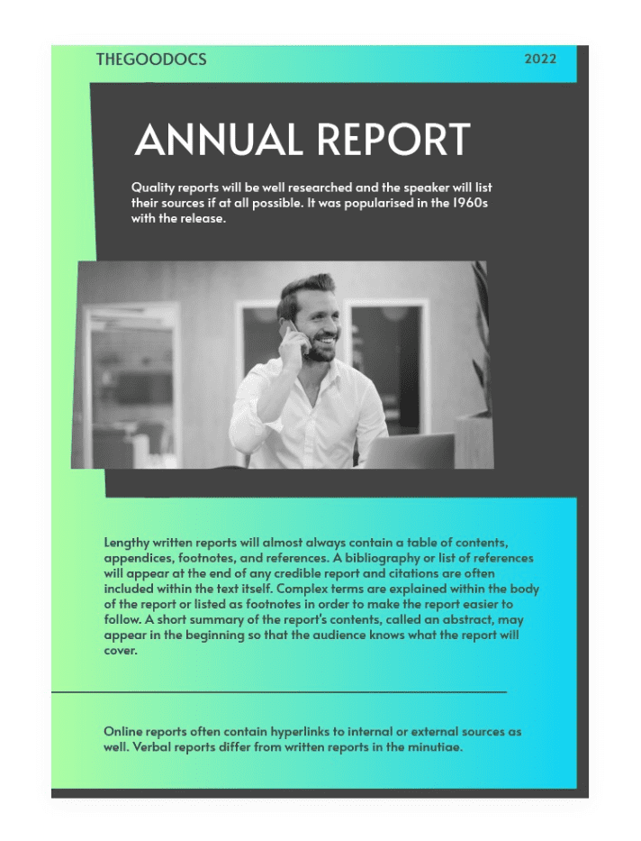 Free annual report google slides template