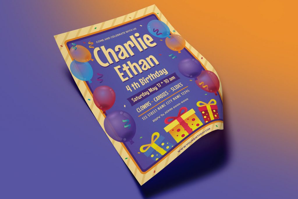 A birthday flyer template for a boy