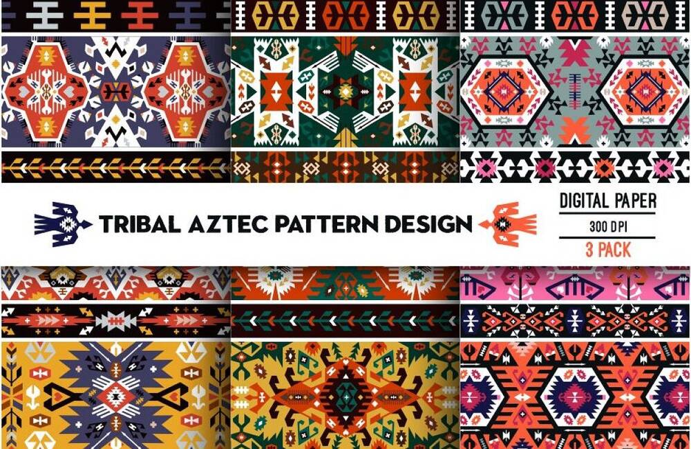 Collection of bright aztec patterns