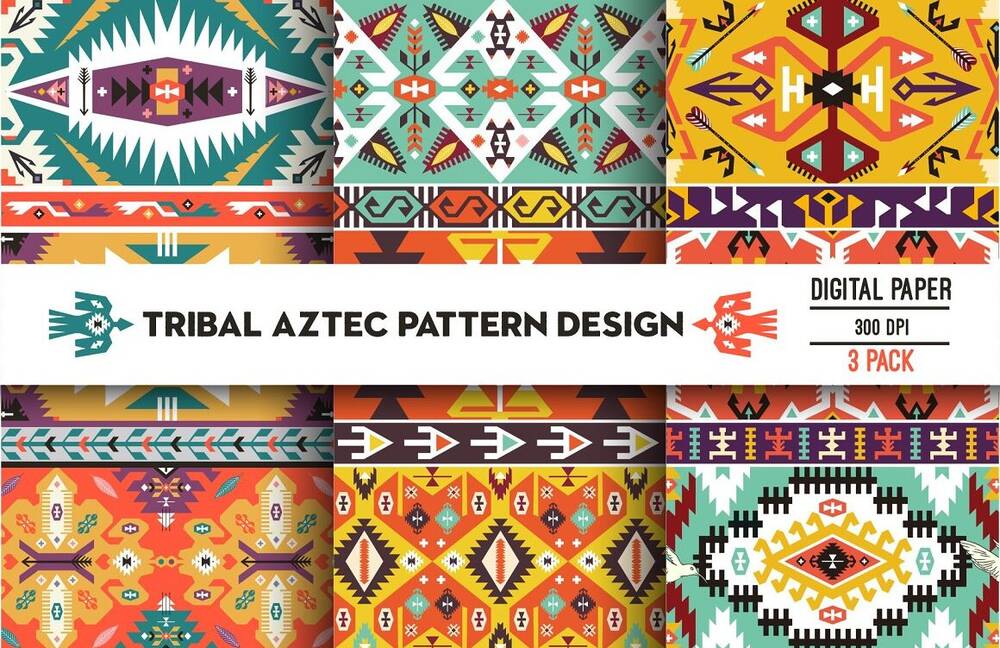 Tribal aztec patterns in geometric style