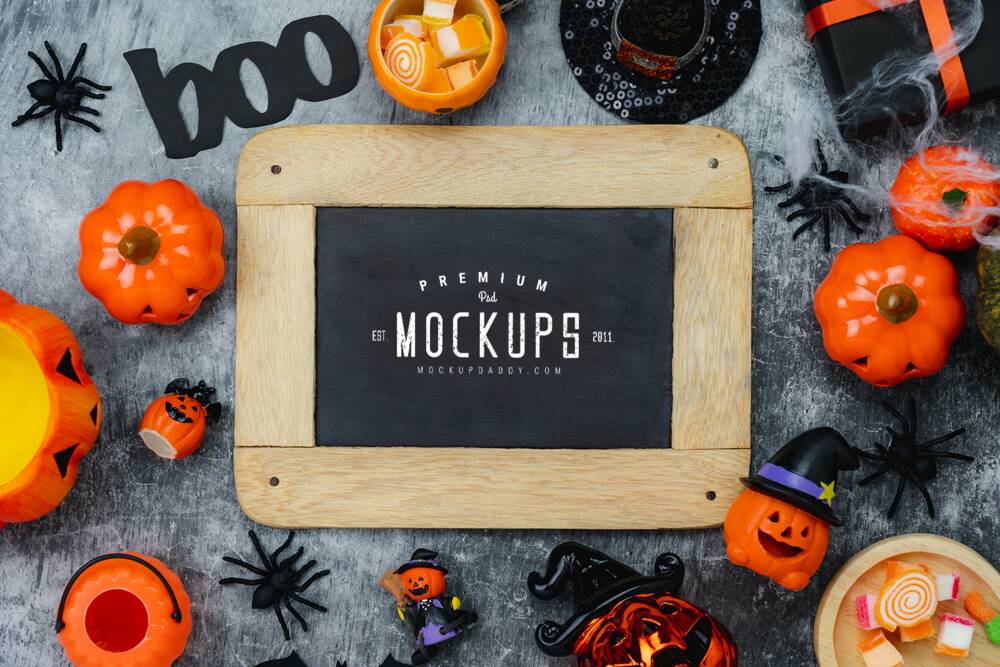 Free halloween sign mockup templates