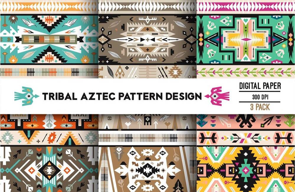 Tribal aztec digital paper pack