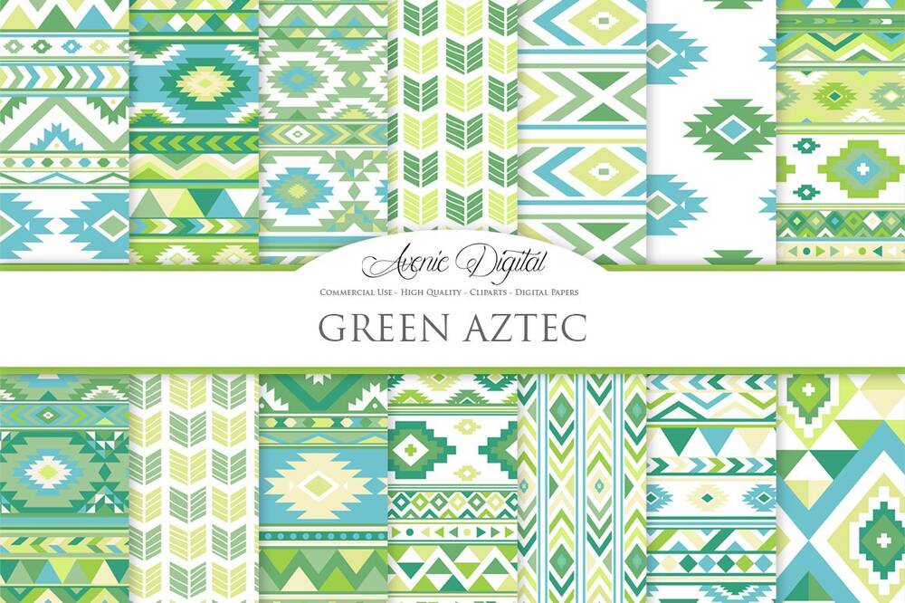 Green style aztec patterns