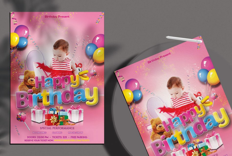 Free kids birthday invitation flyer
