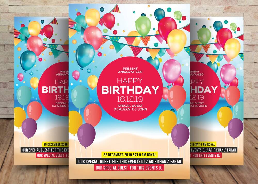 Colored kids birthday flyer template
