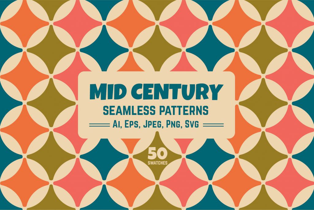 Mid century seamless patterns