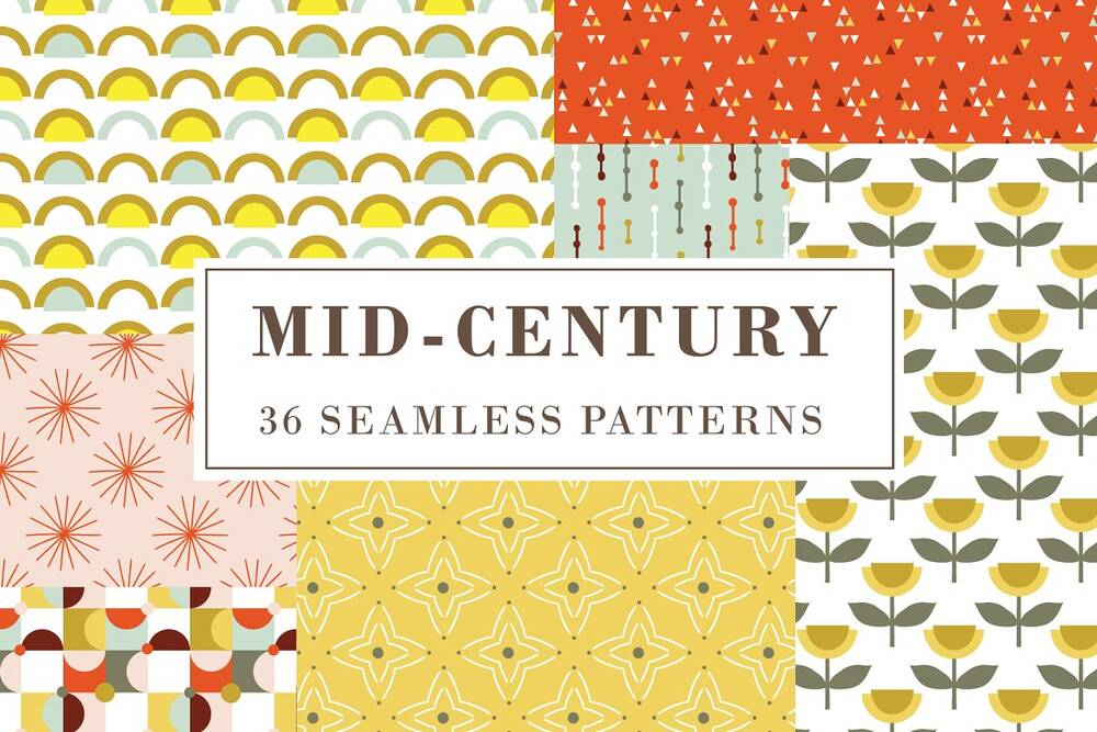 36 mid century seamless patterns