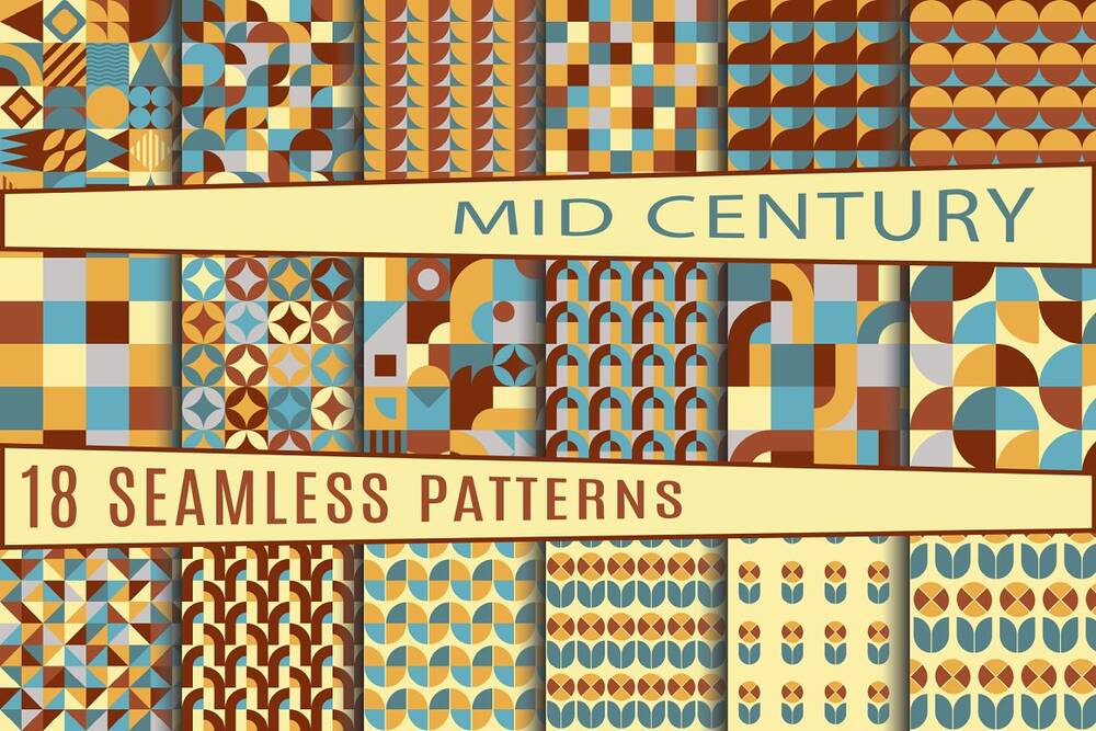 Eighteen mid century seamless patterns