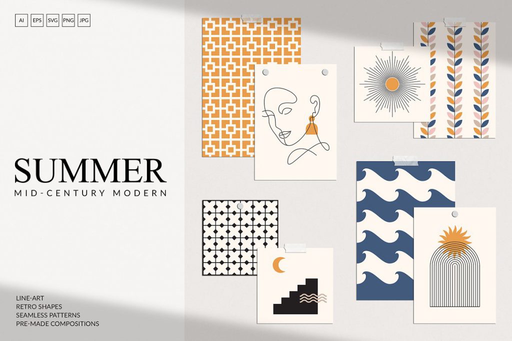 Mid century modern summer patterns