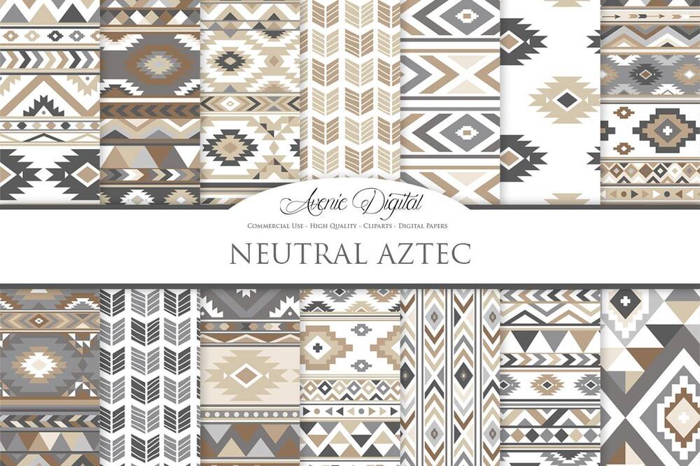 Neutral aztec digital paper