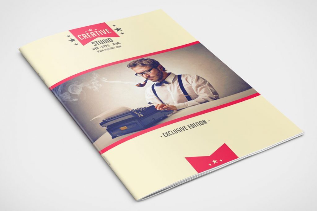 Retro brochure in Photoshop file format