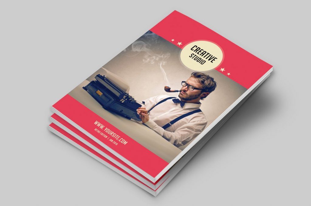 Retro style newsletter brochure template