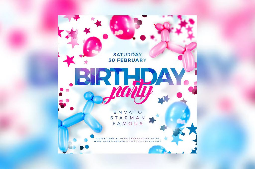 Colorful birthday flyer template