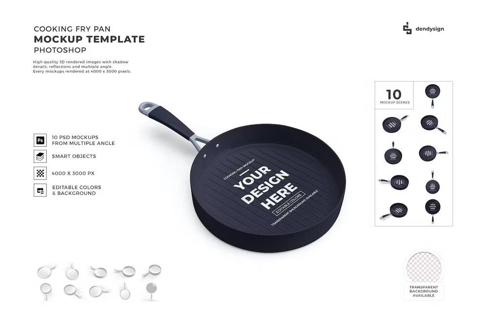 Set of cooking pan mockups