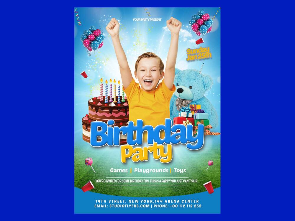 Free kids birthday party flyer template