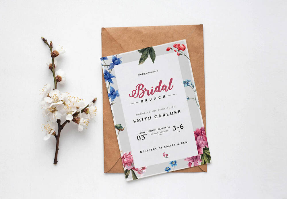 Free bridal brunch invitation mockup