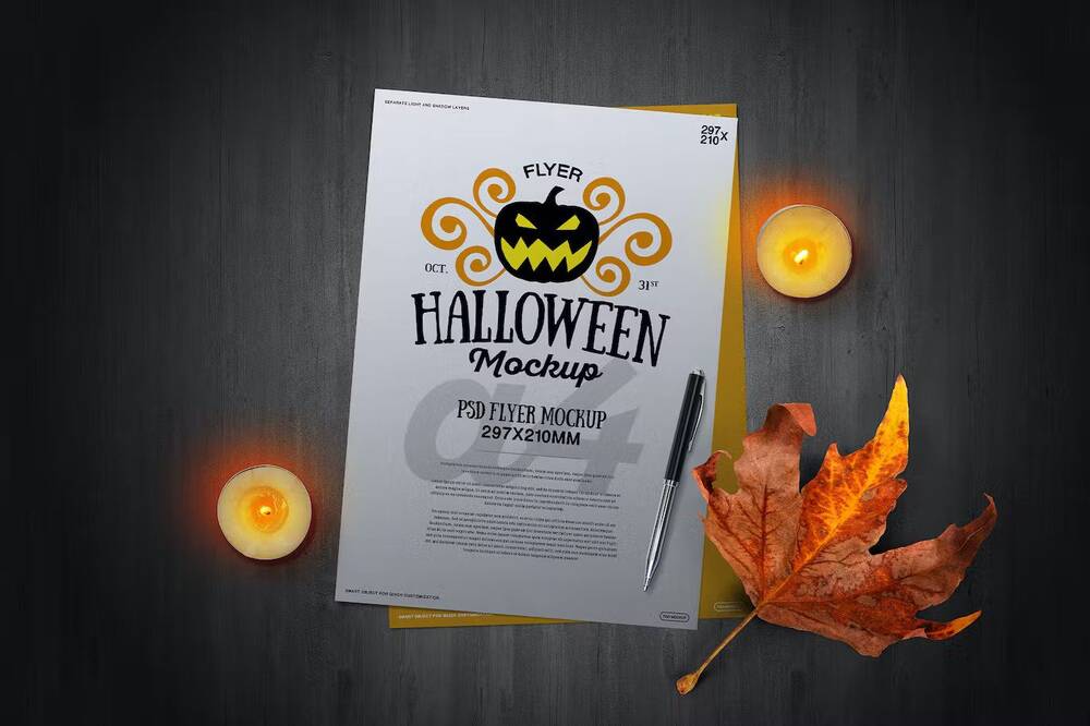 Halloween autums style flyer mockup