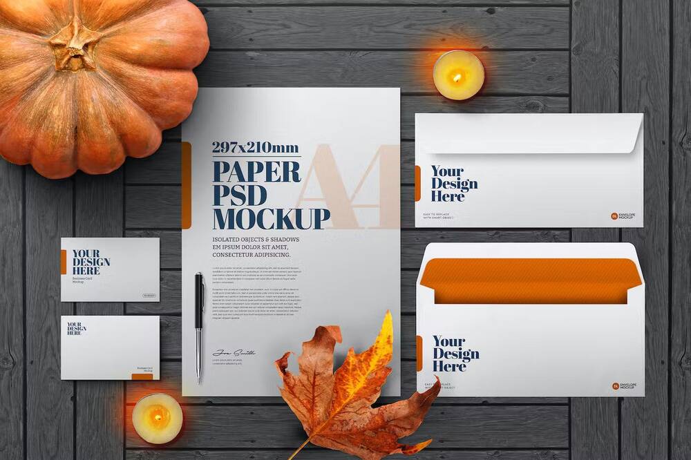 Halloween and autums stationery mockup