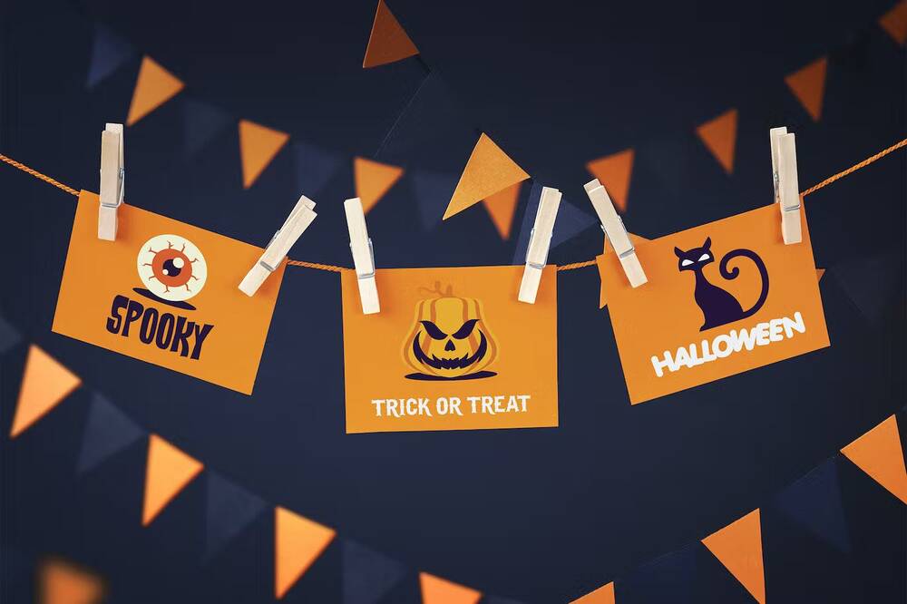 Halloween hanging cards mockup