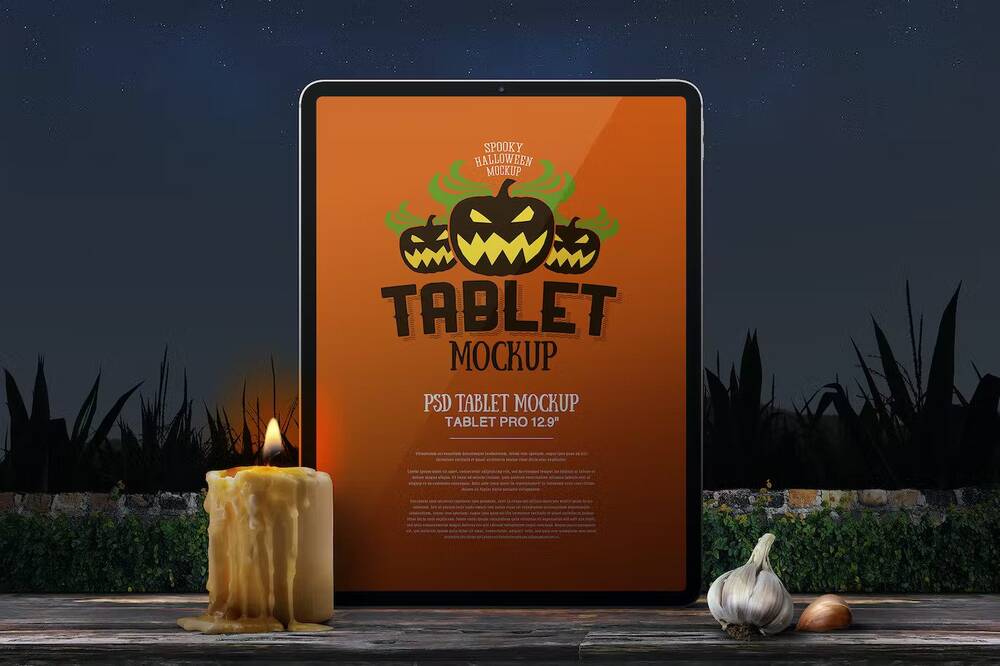 Halloween tablet mockup in Photoshop