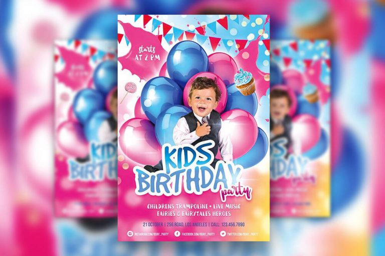 Kids birtday party flyer templates cover