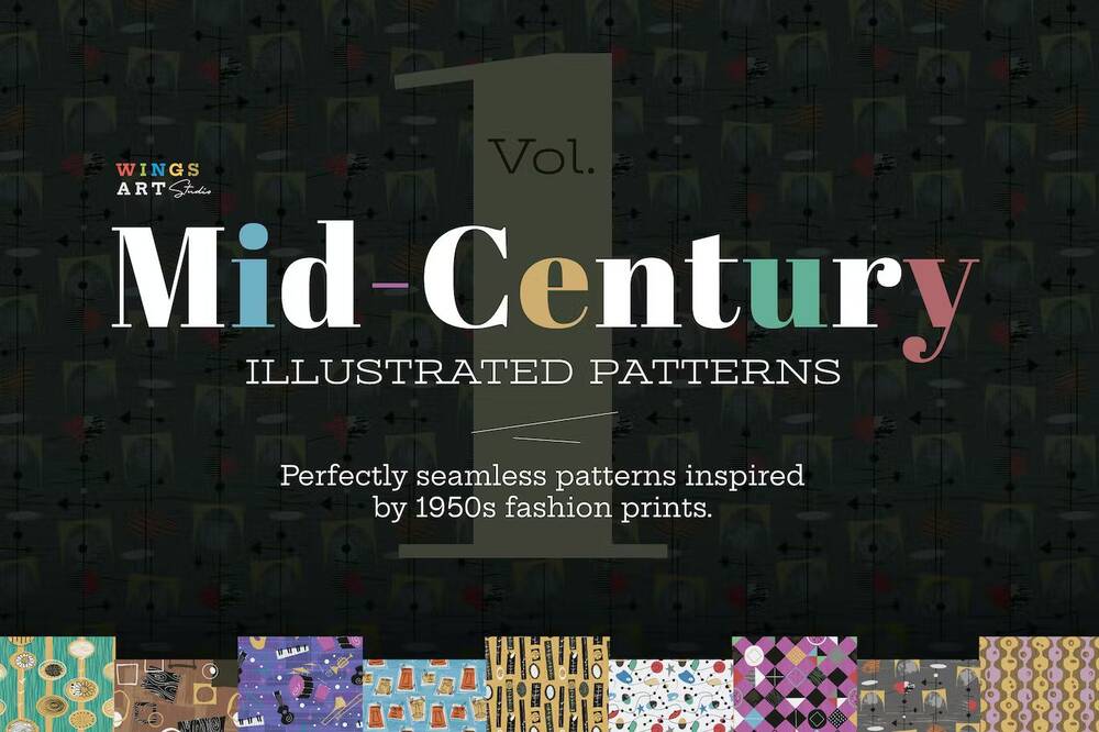 Fifties seamless illustrated patterns