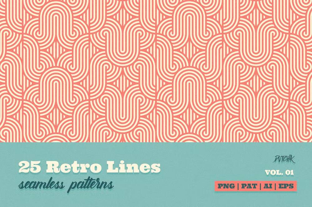 Seamless retro seamless patterns in lines