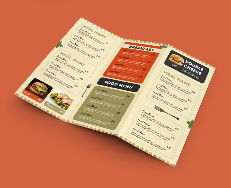 Free retro menu brochure template