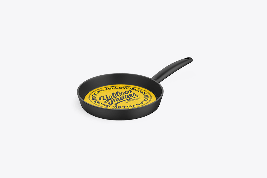 Roung frying pan mockup template