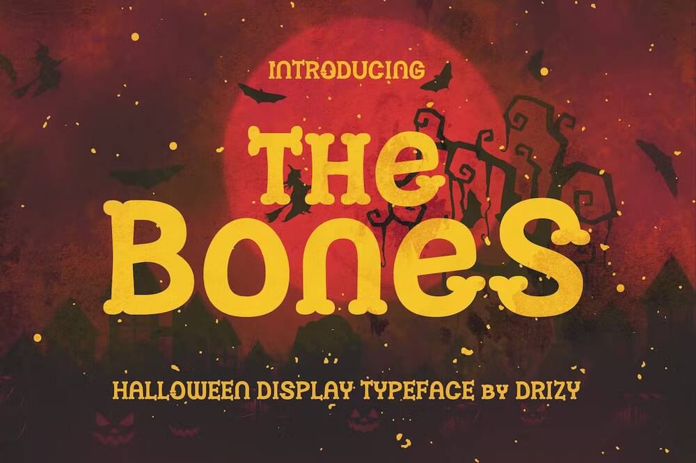 Halloween display typeface in bone style