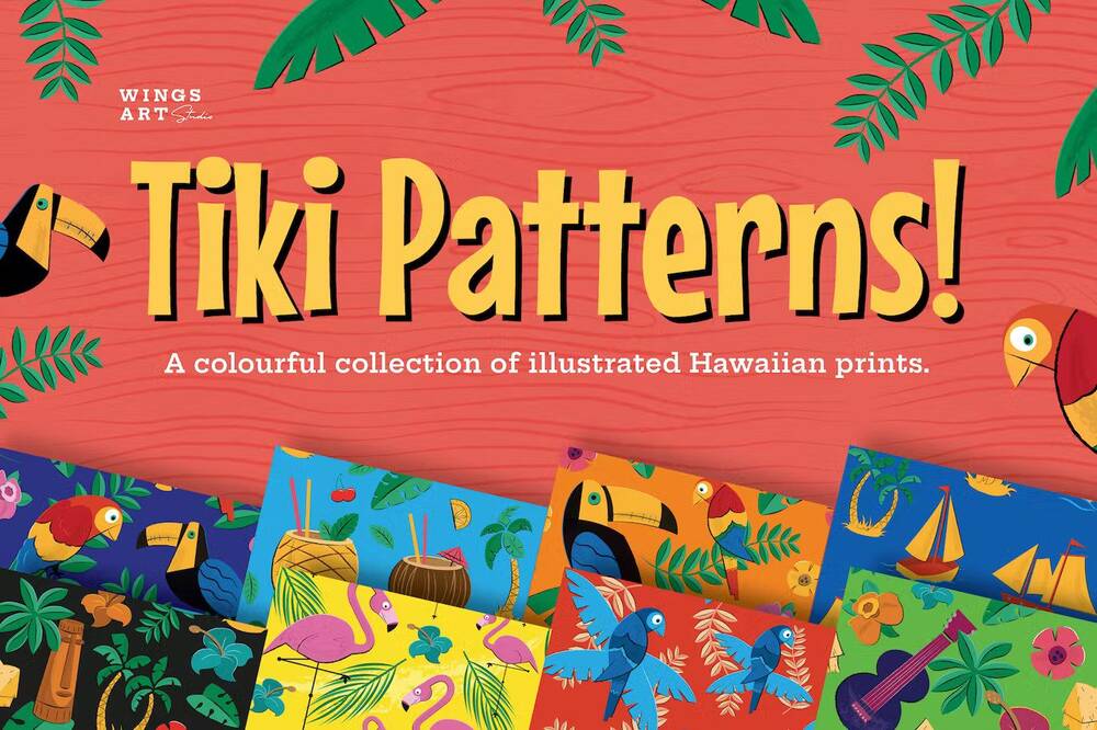 Retro tiki and hawaiian patterns