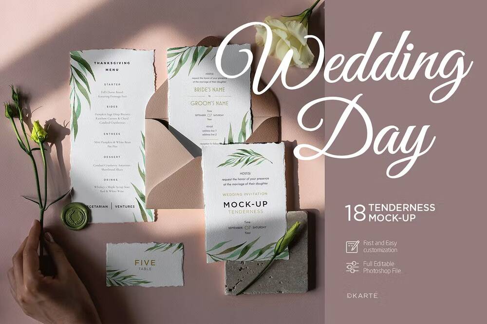 Wedding day tenderness mockup templates