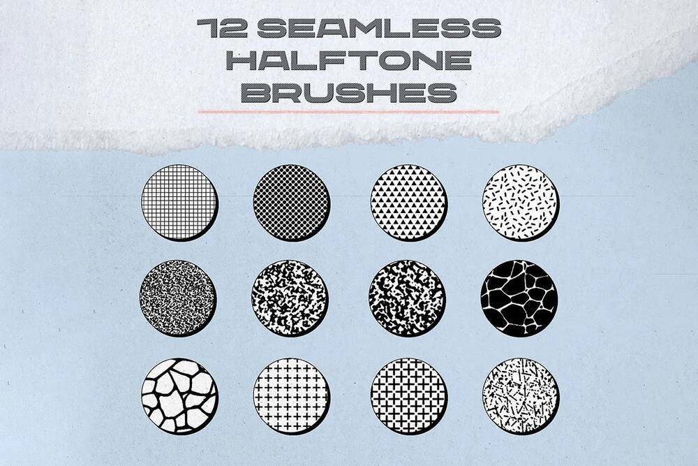 Free halftone different brushes for Procreate