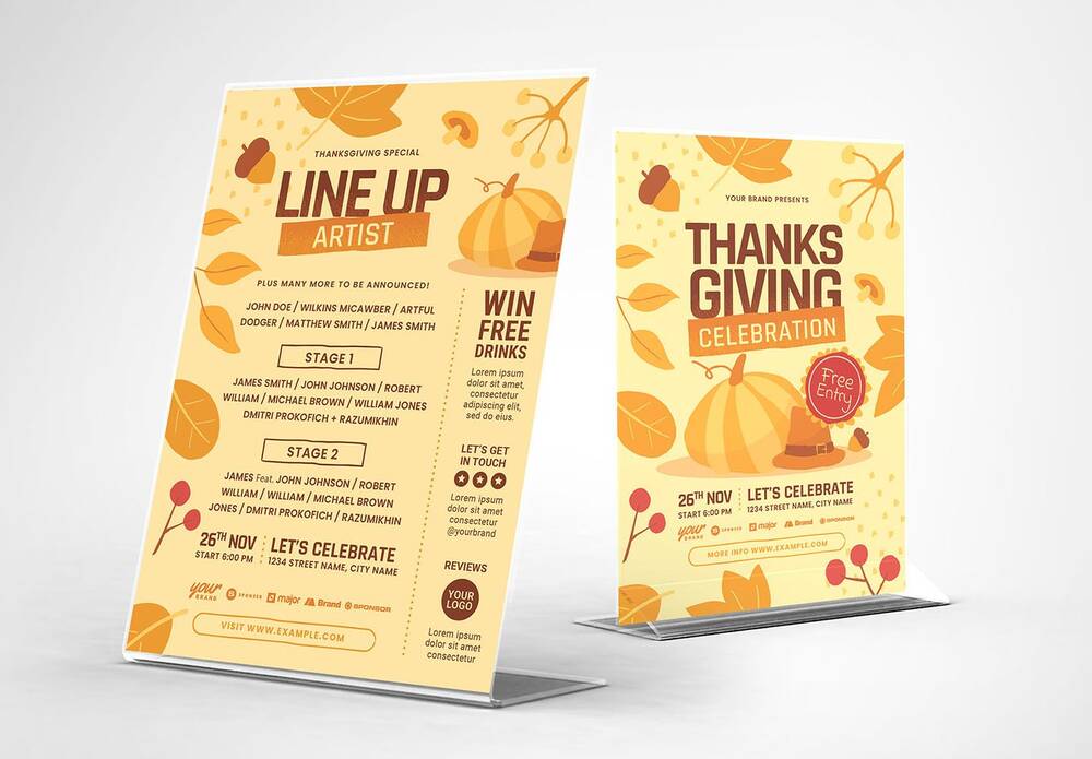 Thanksgiving two side flyer template