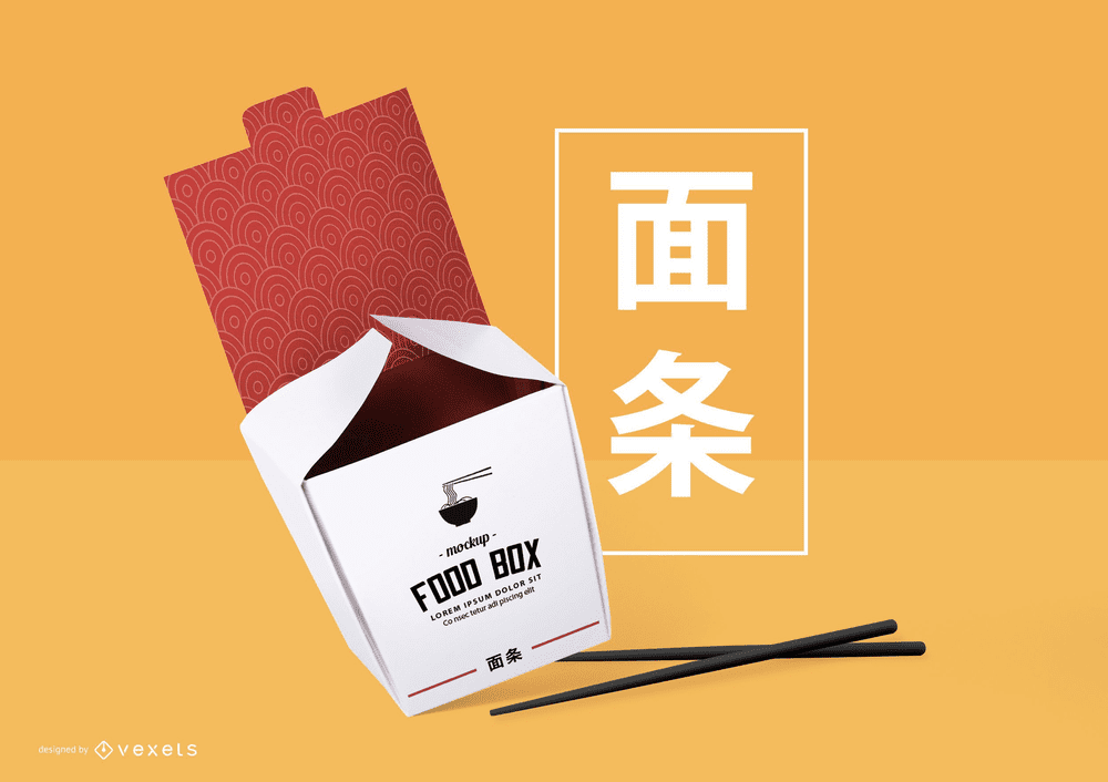 Food packaging and black chopsticks