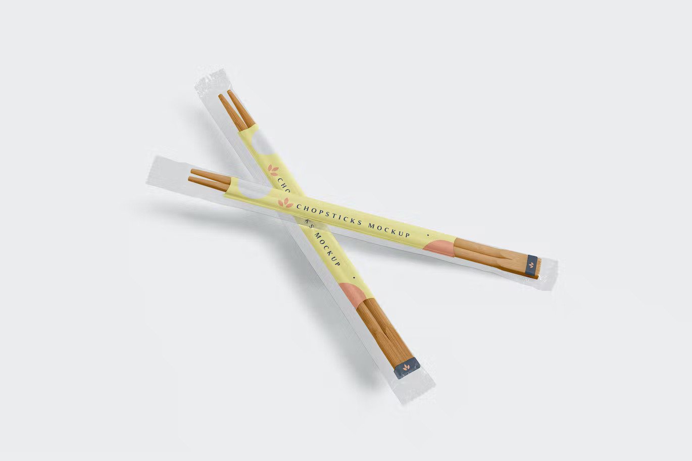 Chopsticks mockup with transparent packaging