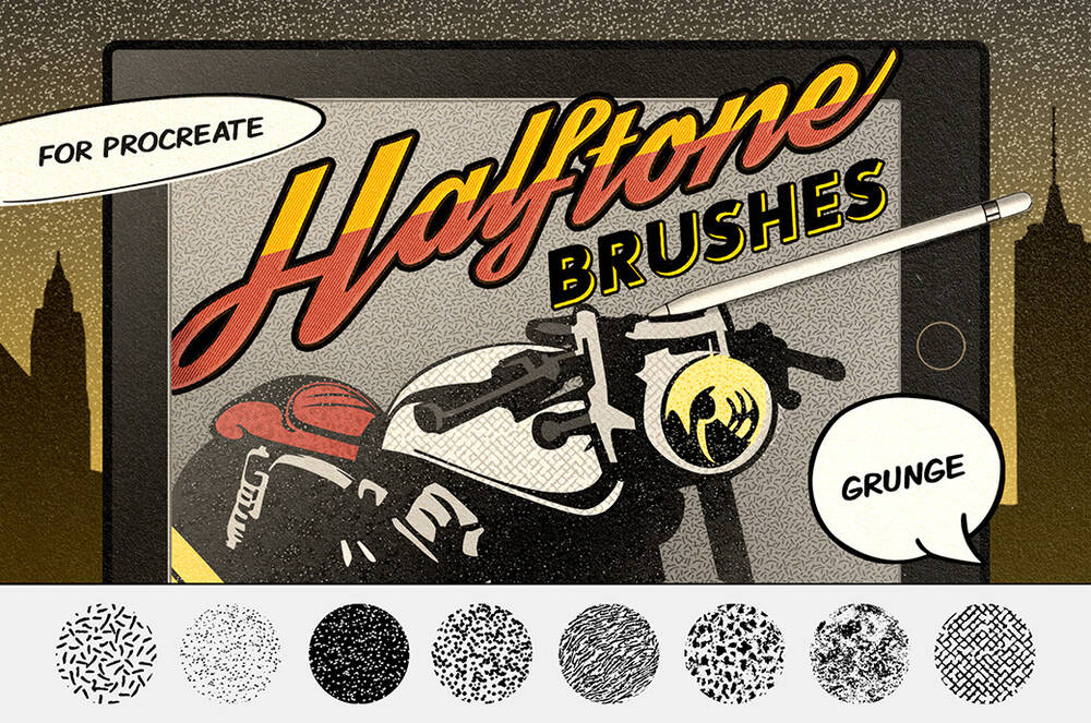 Free comics grunge brushes for Procreate app